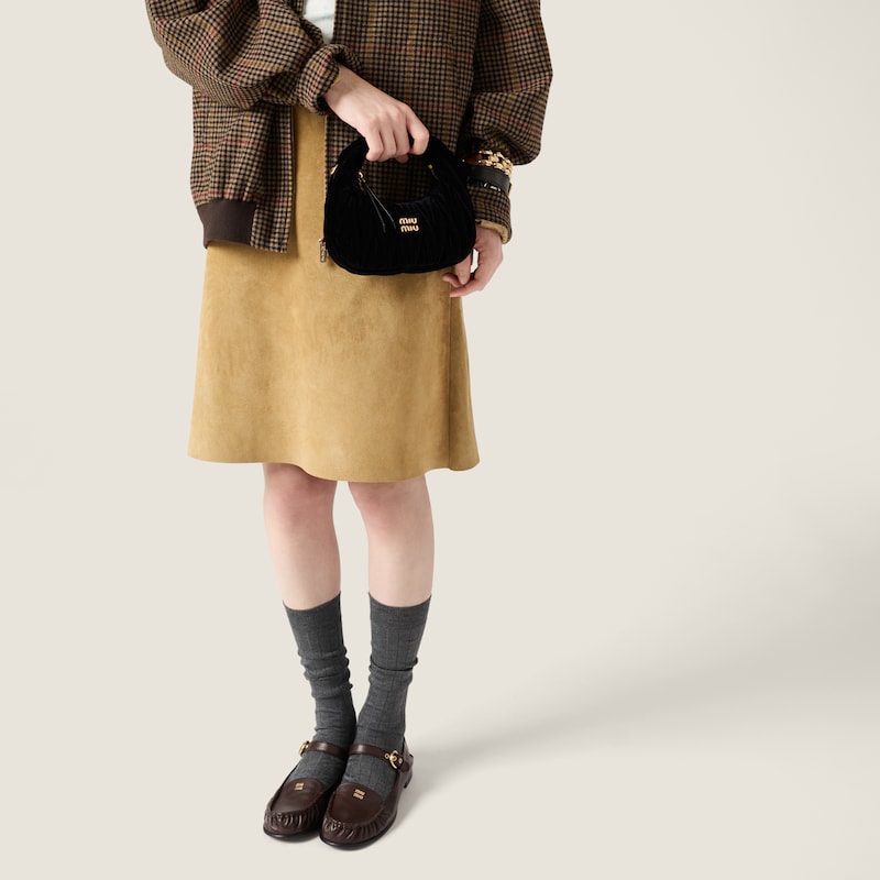 Wander matelassé velvet mini-bag