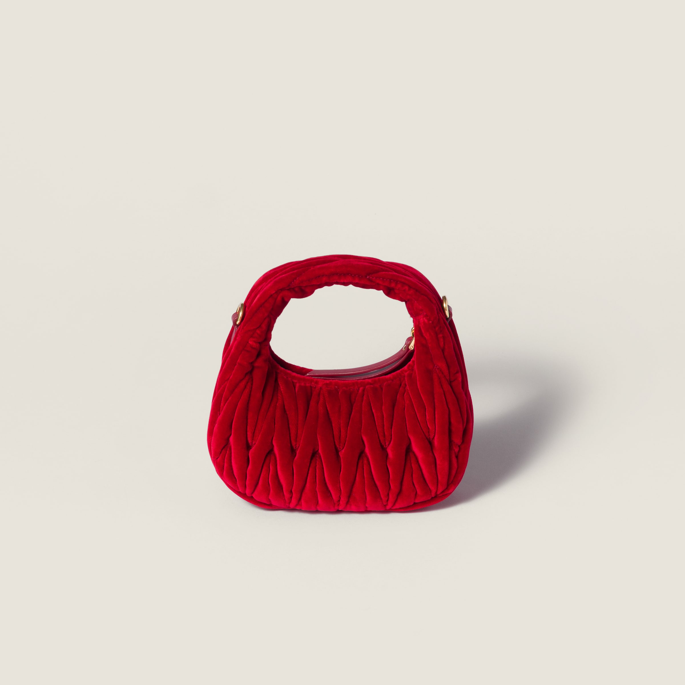 Miu Miu Wander Matelassé Velvet Mini-bag In Red