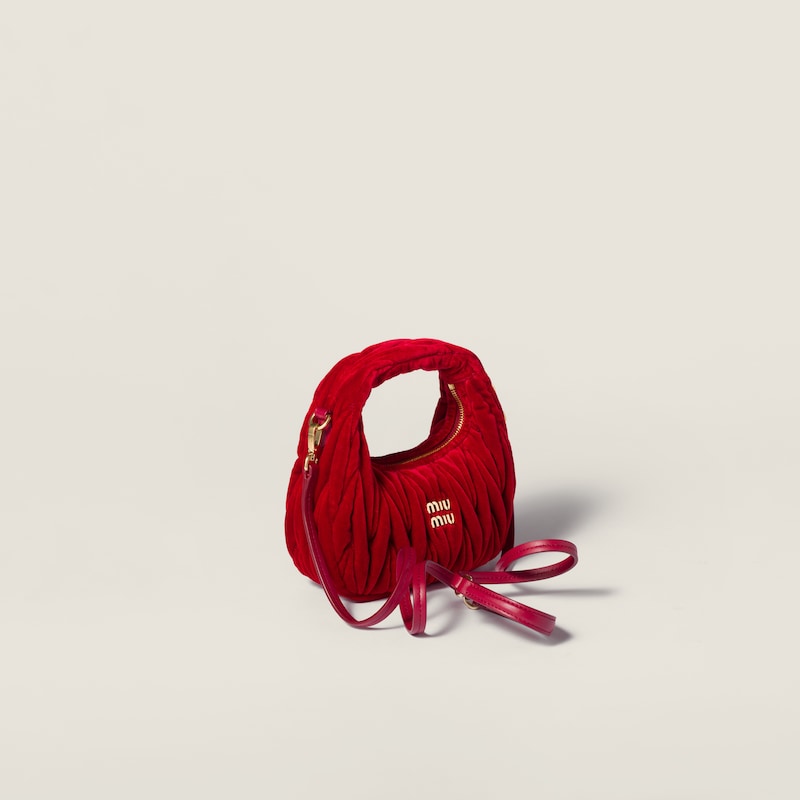 Wander matelassé velvet mini-bag