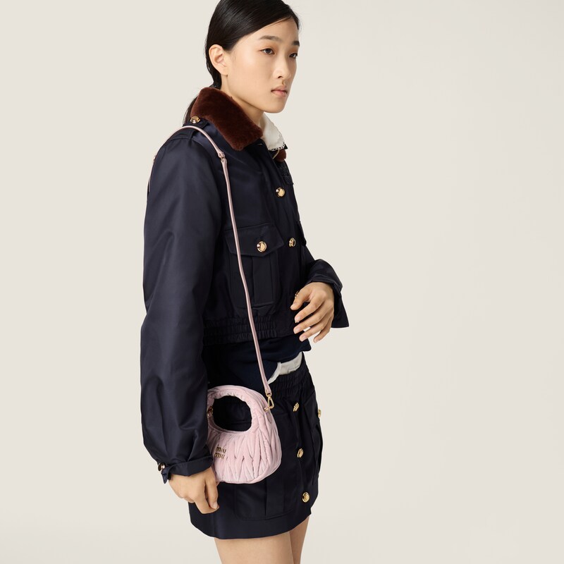 Wander matelassé velvet mini-bag