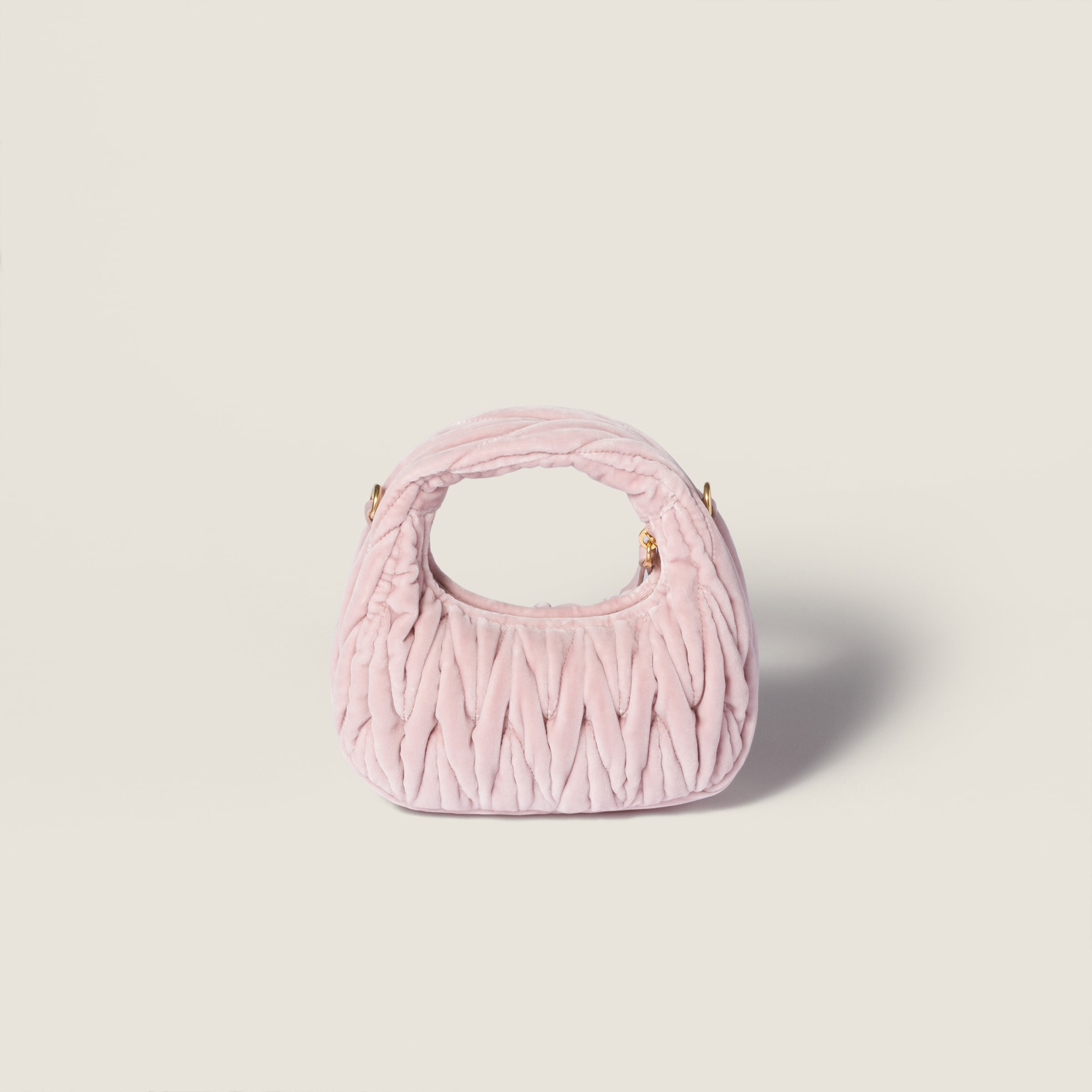 Miu Miu Wander Matelassé Velvet Mini-bag In Pink