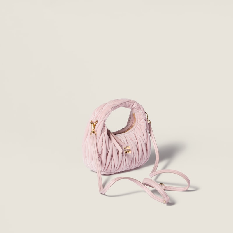 Wander matelassé velvet mini-bag