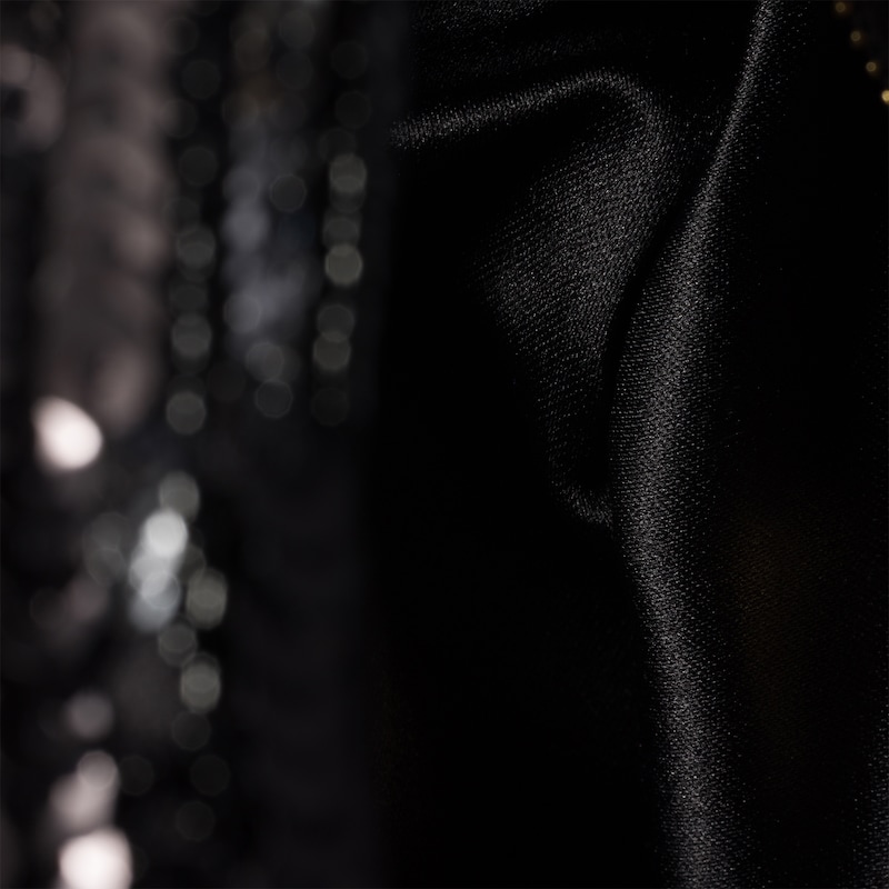 Wander satin mini-bag with crystal and sequin fringe