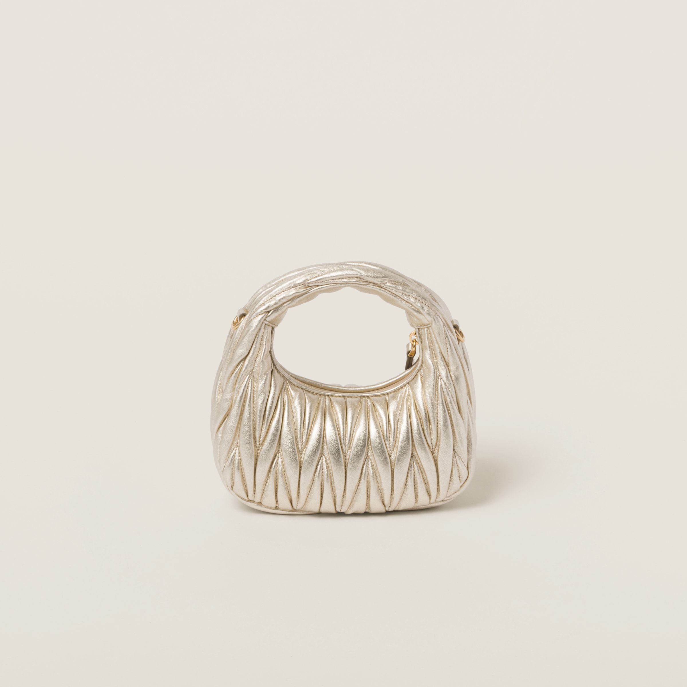 Pyrite Wander Matelassé Nappa Leather Hobo Mini-bag | Miu Miu Pyrite Wander Matelassé Nappa Leather Hobo Mini-bag | Miu Miu