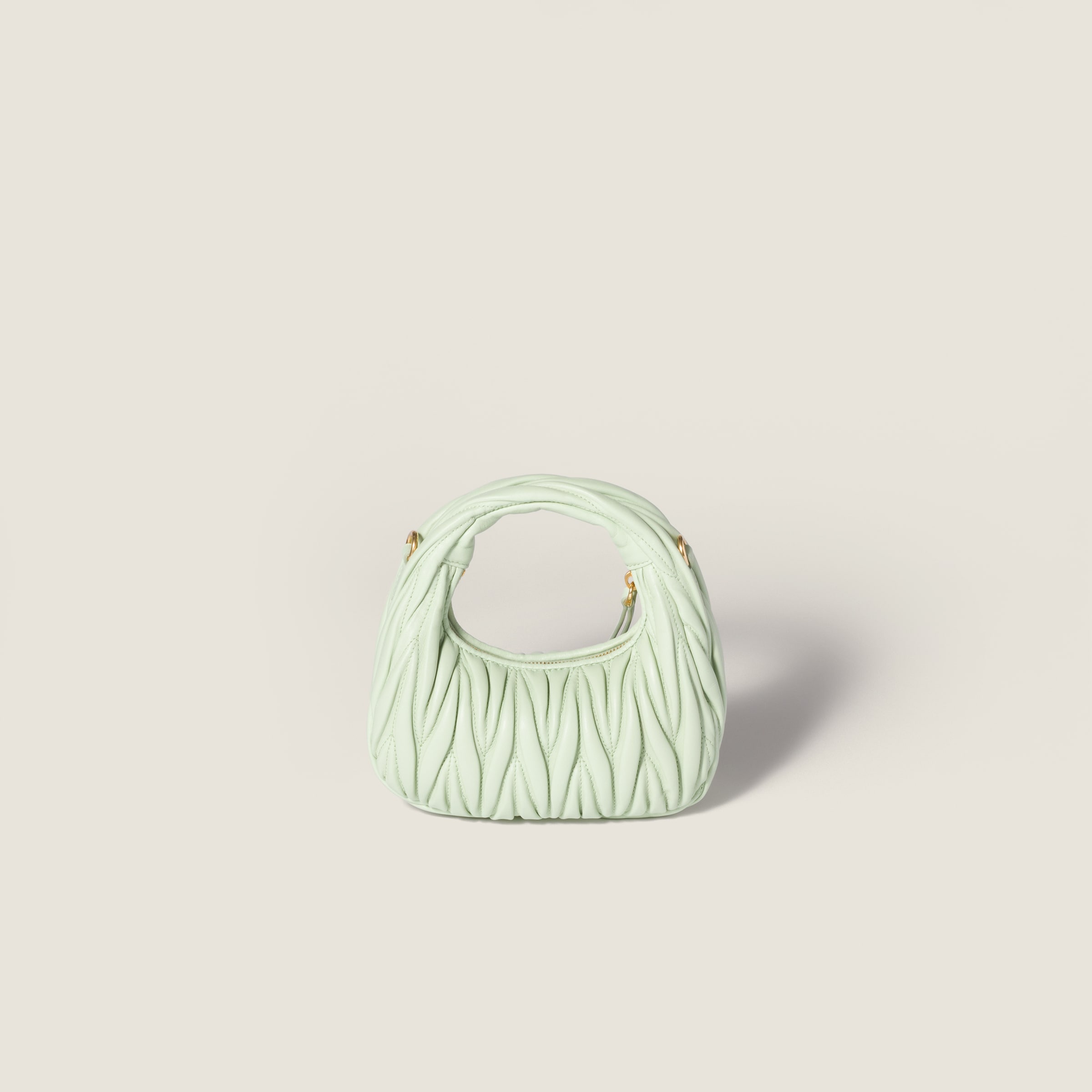 Miu Miu Wander Matelassé Nappa Leather Hobo Mini-bag In Blue