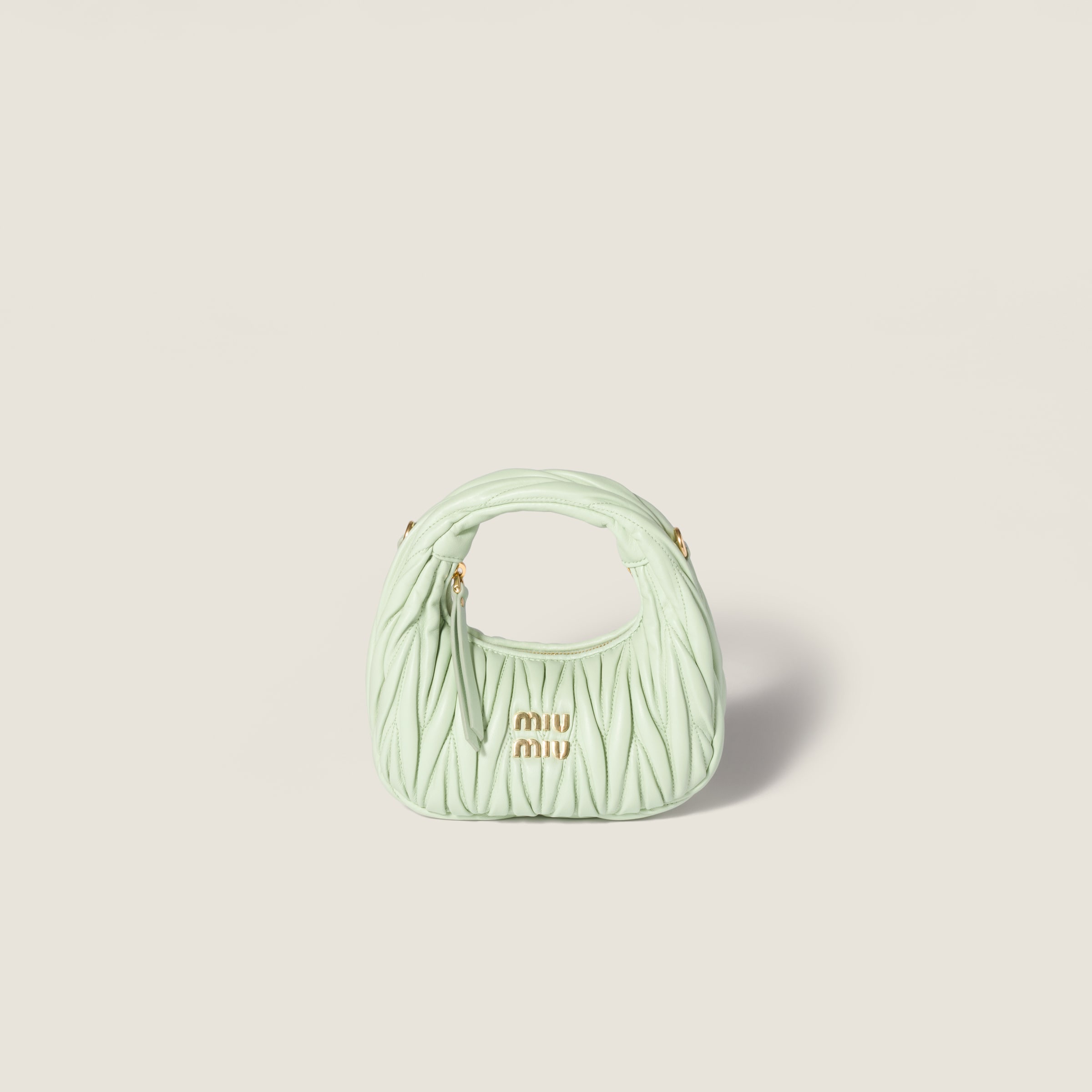 Aqua Wander Matelassé Nappa Leather Hobo Mini-bag | Miu Miu
