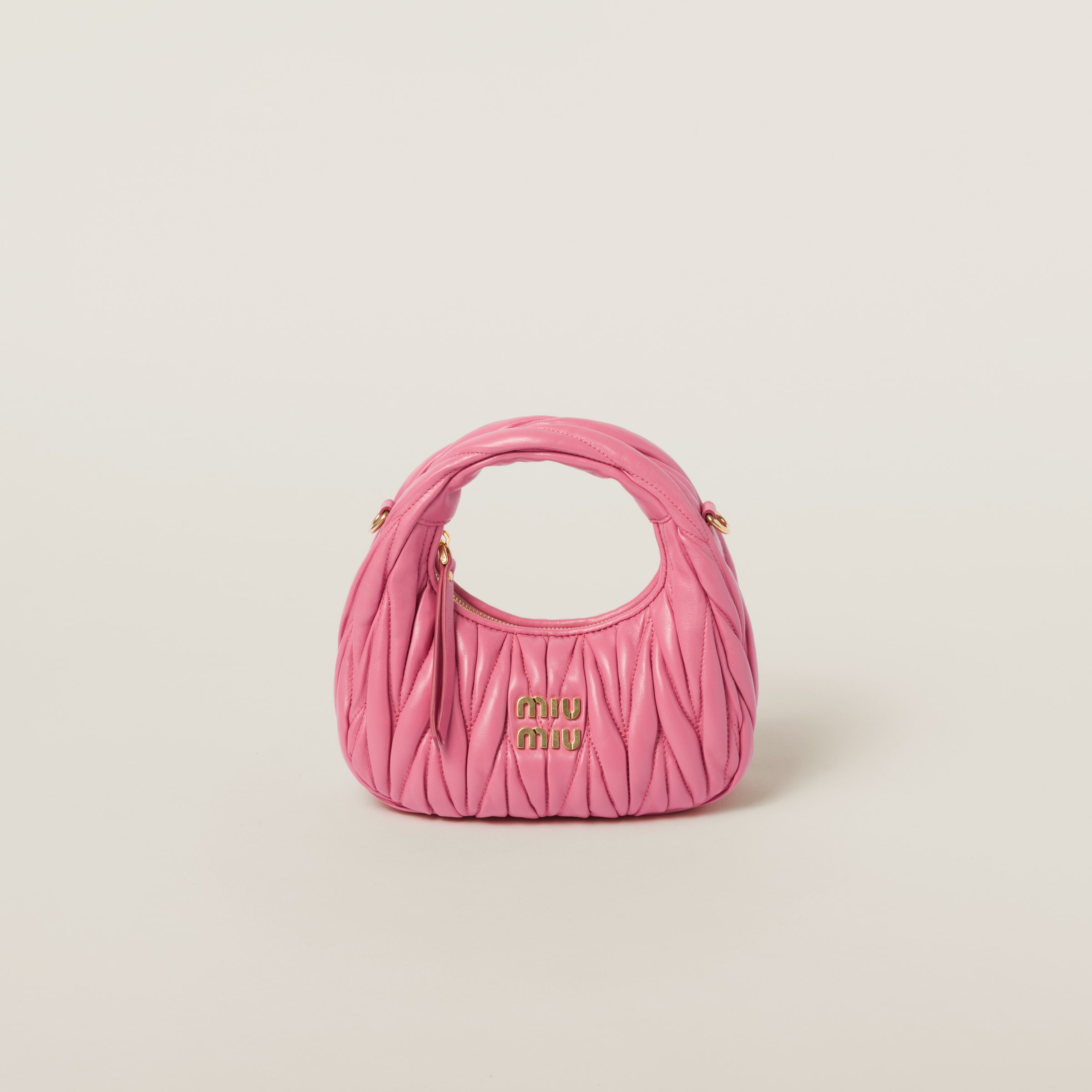ピンク ワンダー マテラッセレザー ホーボーミニバッグ | Miu Miu