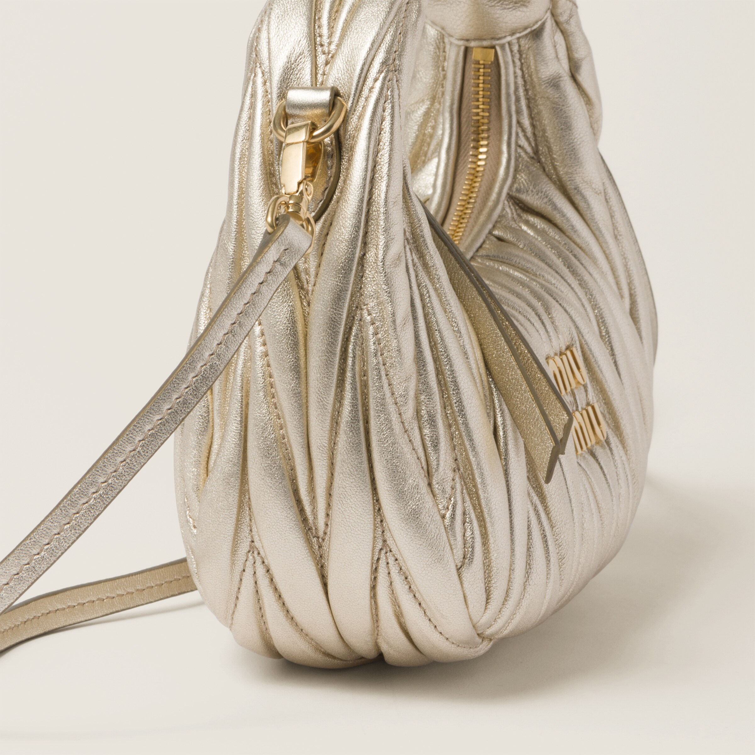 Pyrite Wander Matelasse Nappa Leather Hobo Mini bag Miu Miu