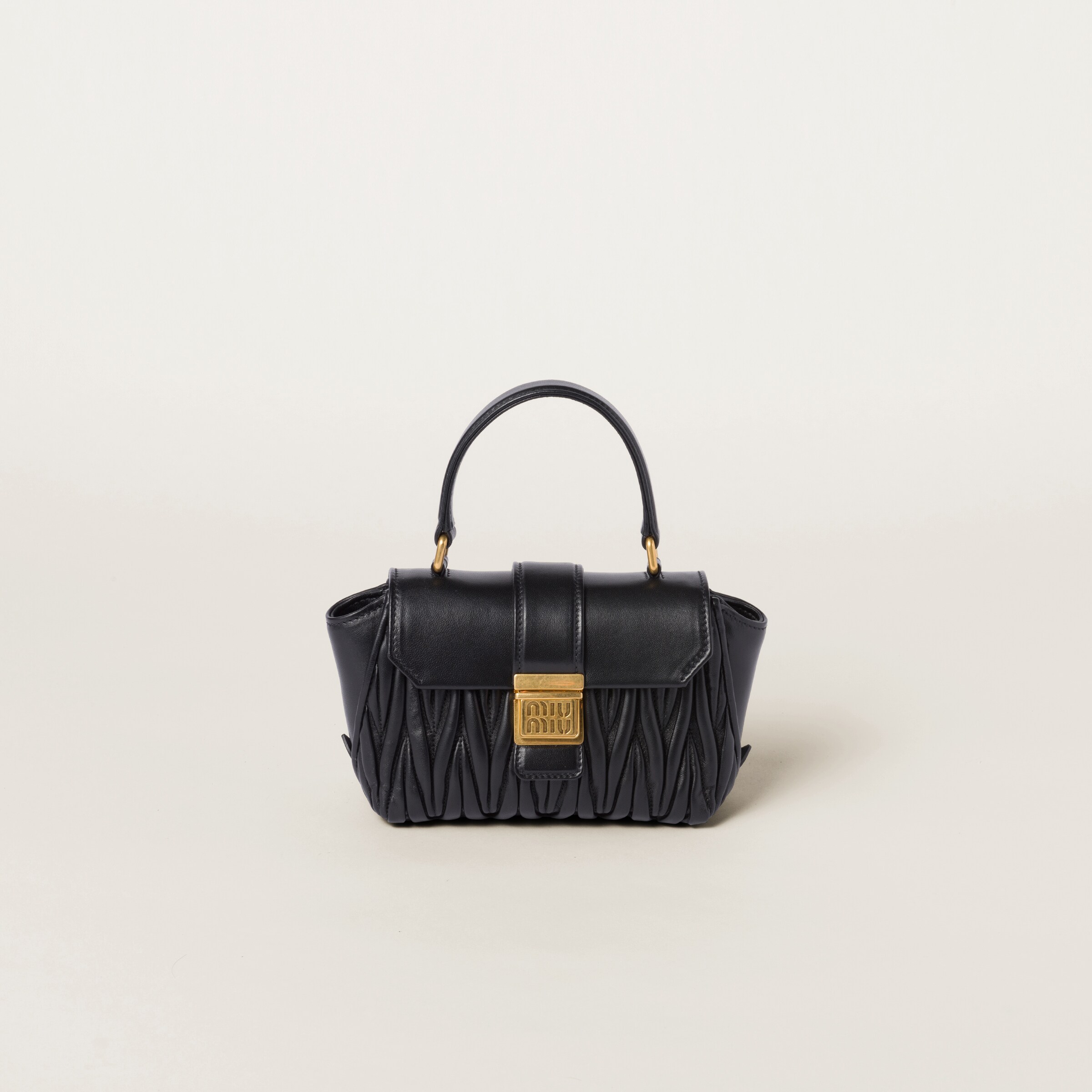 Miumiu Matelassé Nappa Leather Mini-bag In Black