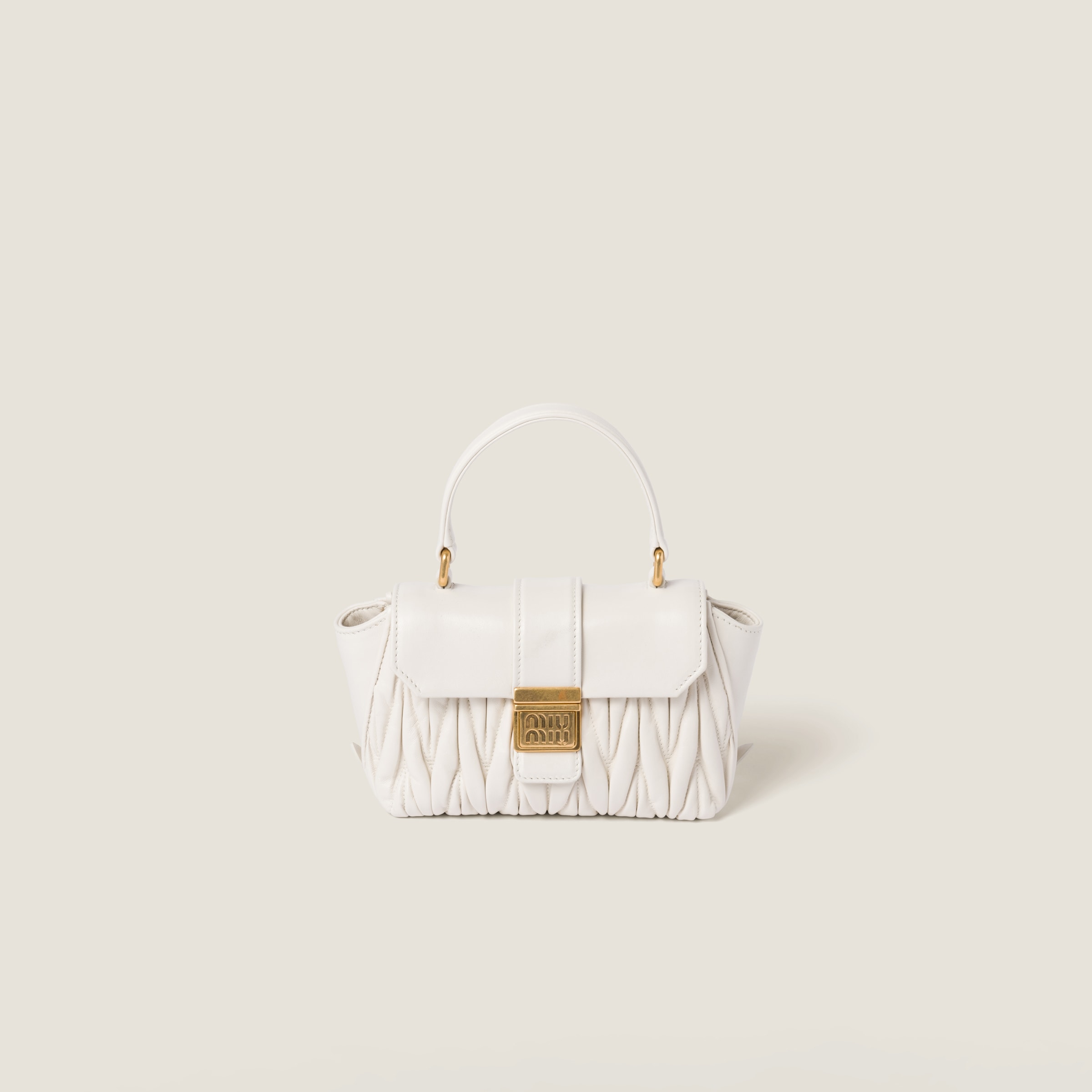 MIUMIU 26S MATELASSE MINI BAG 18 IN SILVER CALFSKIN SILVER HARDWARE
