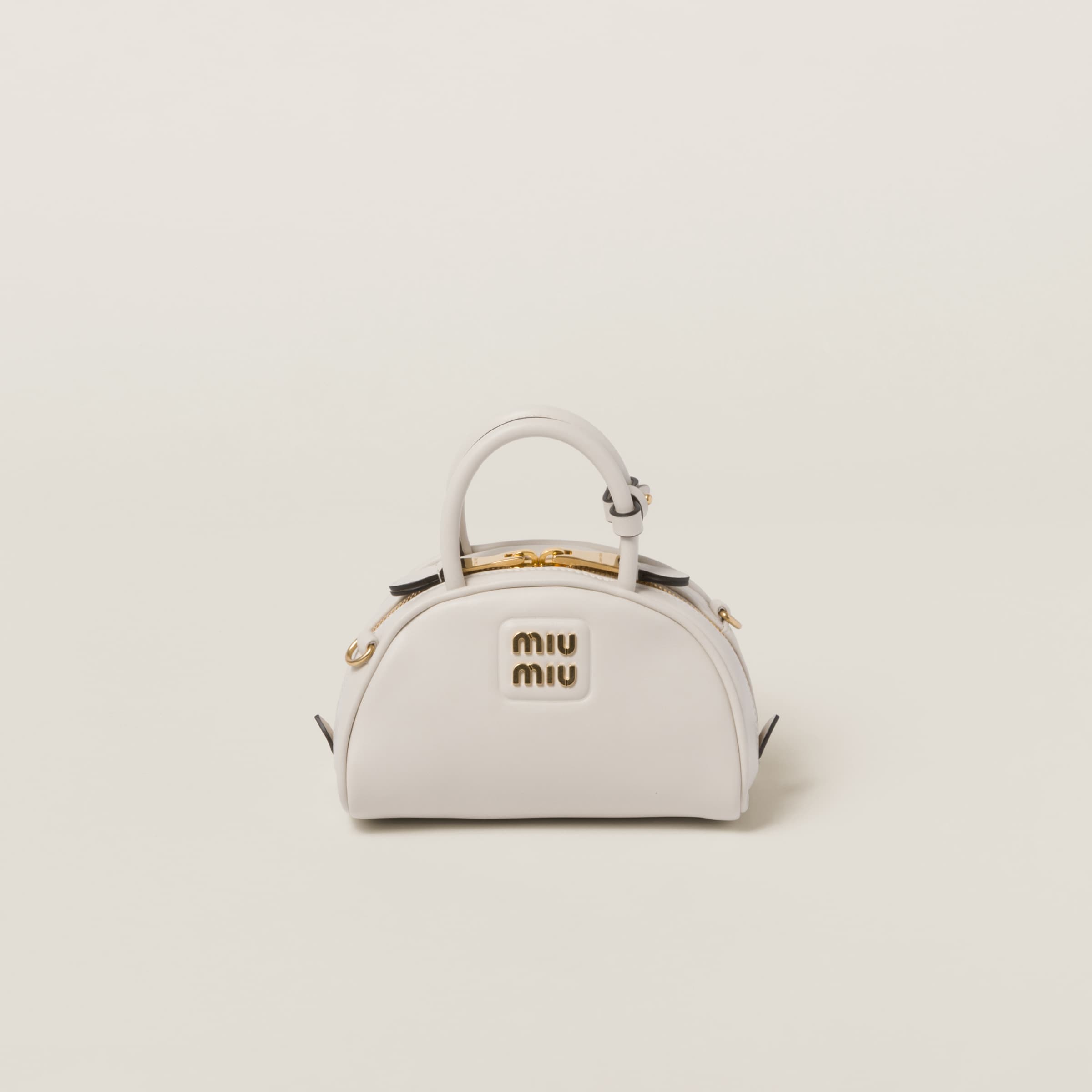 Miumiu Leather Top-handle Bag In Chalk White