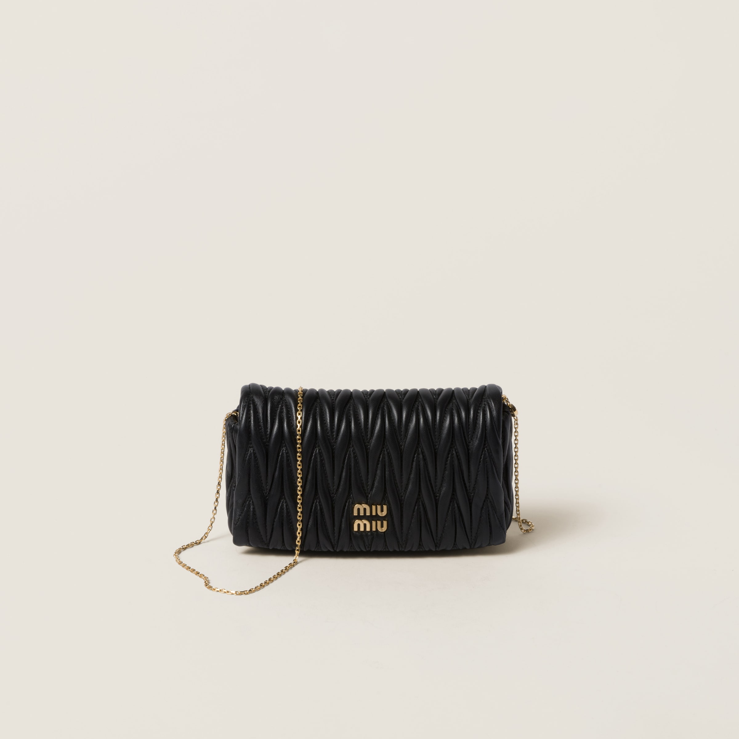 Miu Miu Matelassé Nappa Leather Mini-bag In Black