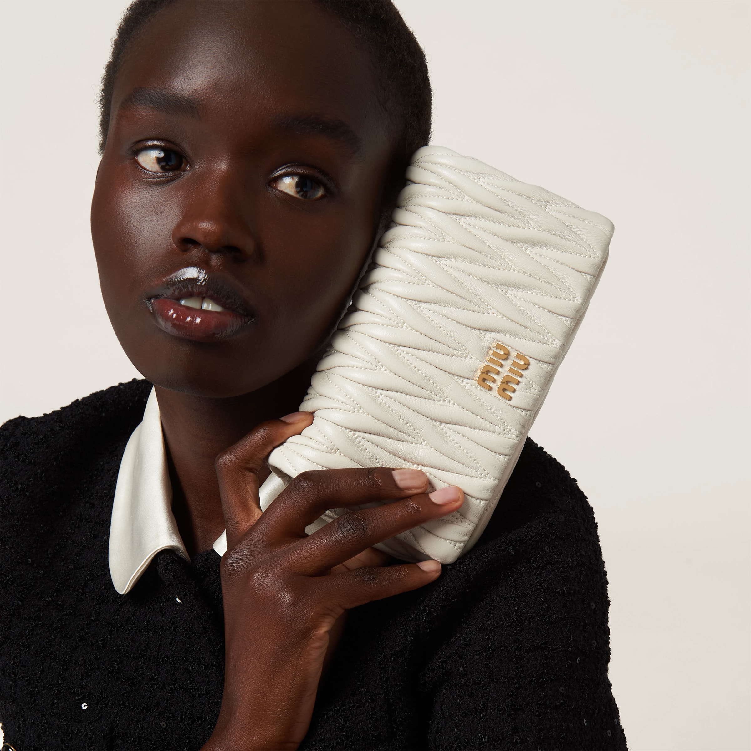 White Matelassé Nappa Leather Mini-bag | Miu Miu - United States