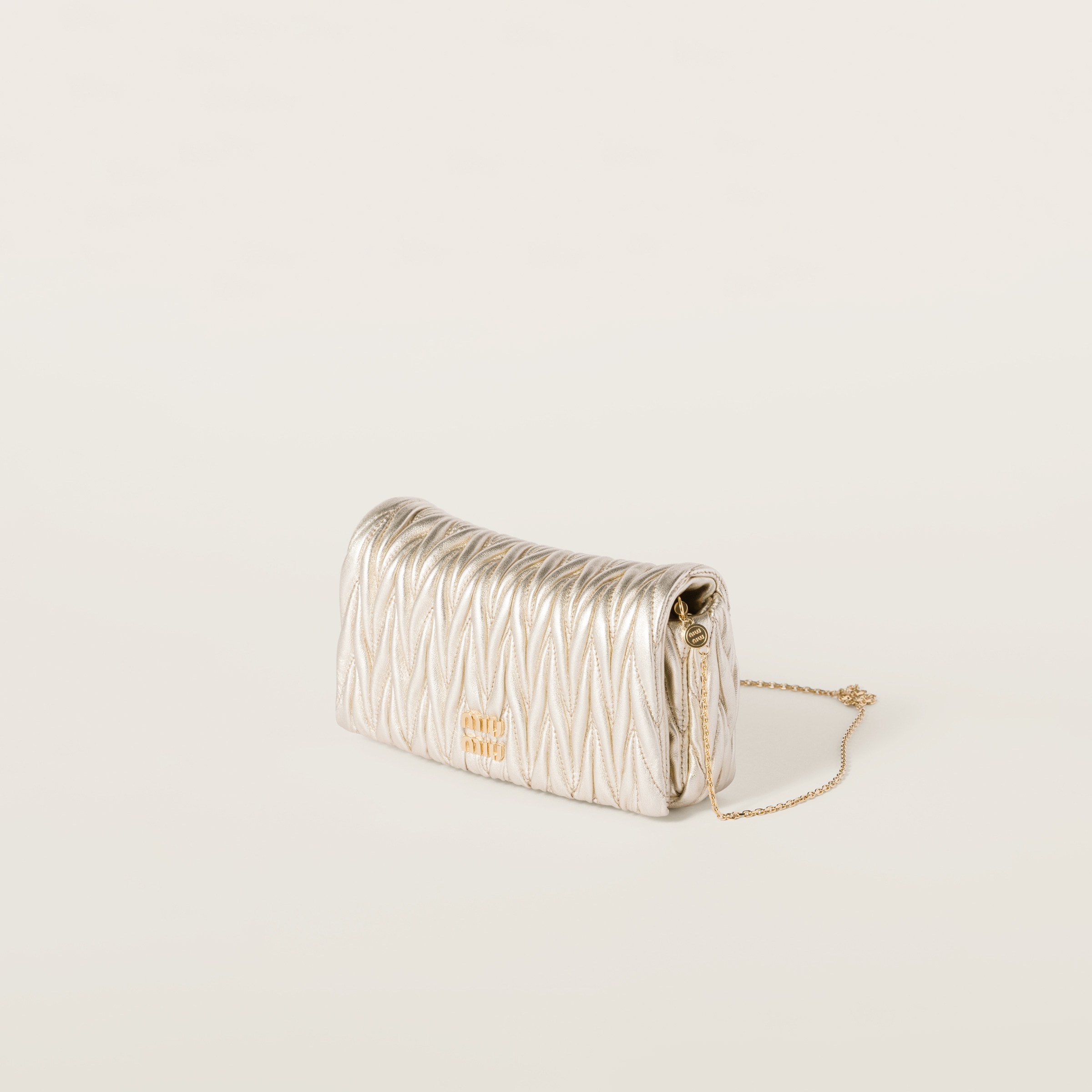 Miu Miu Matelassé Nappa Leather Mini-bag In Pyrite