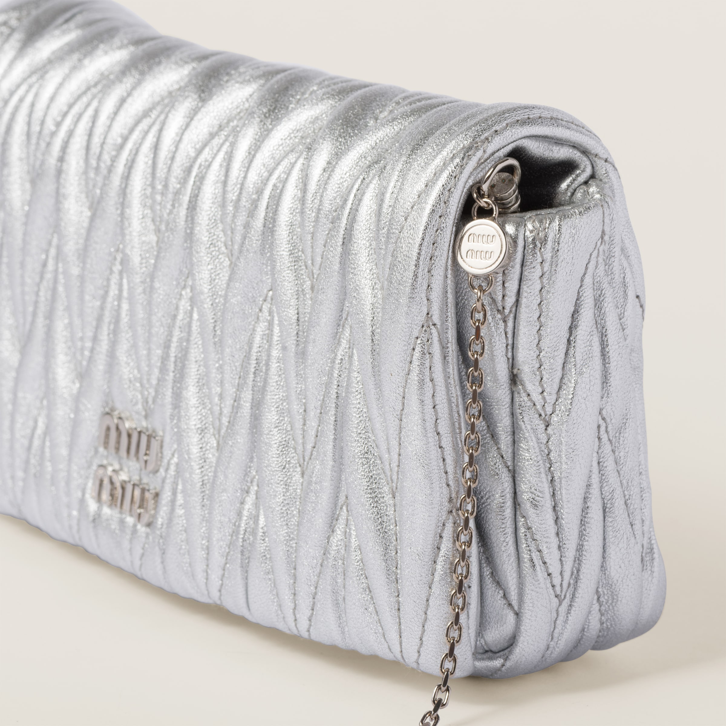 Silver Matelasse Nappa Leather Mini bag Miu Miu