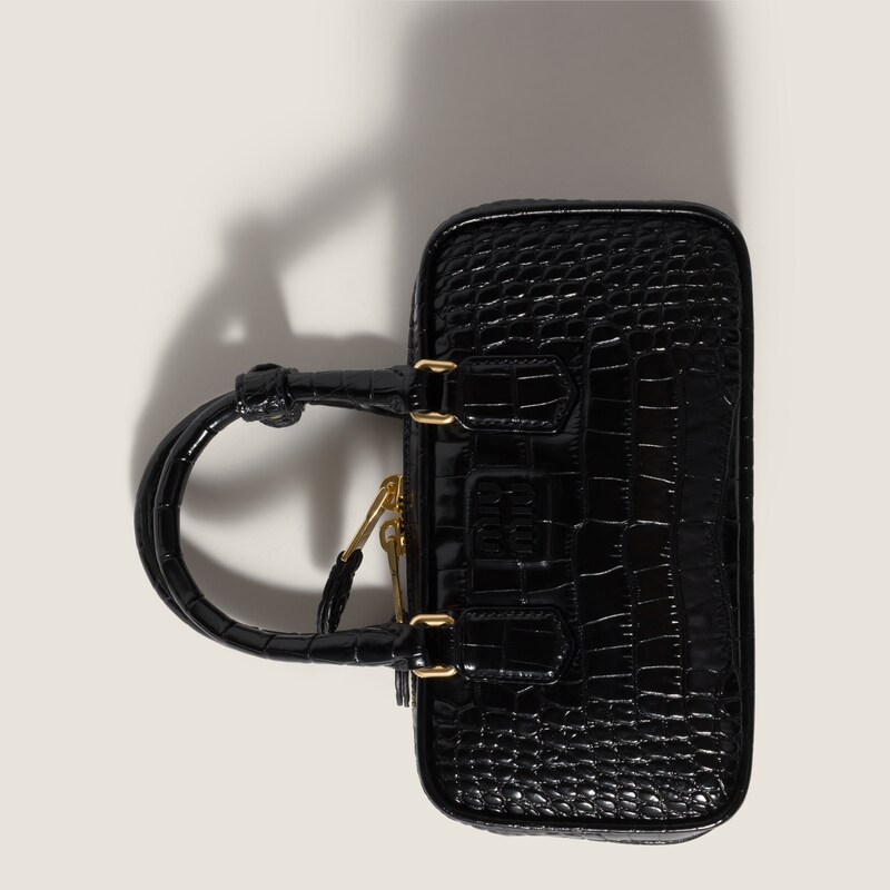 Mini Arcadie Tasche aus kroko-geprägtem Leder