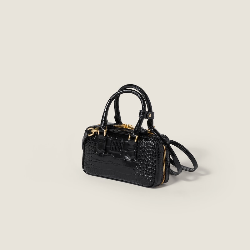 Mini Arcadie Tasche aus kroko-geprägtem Leder