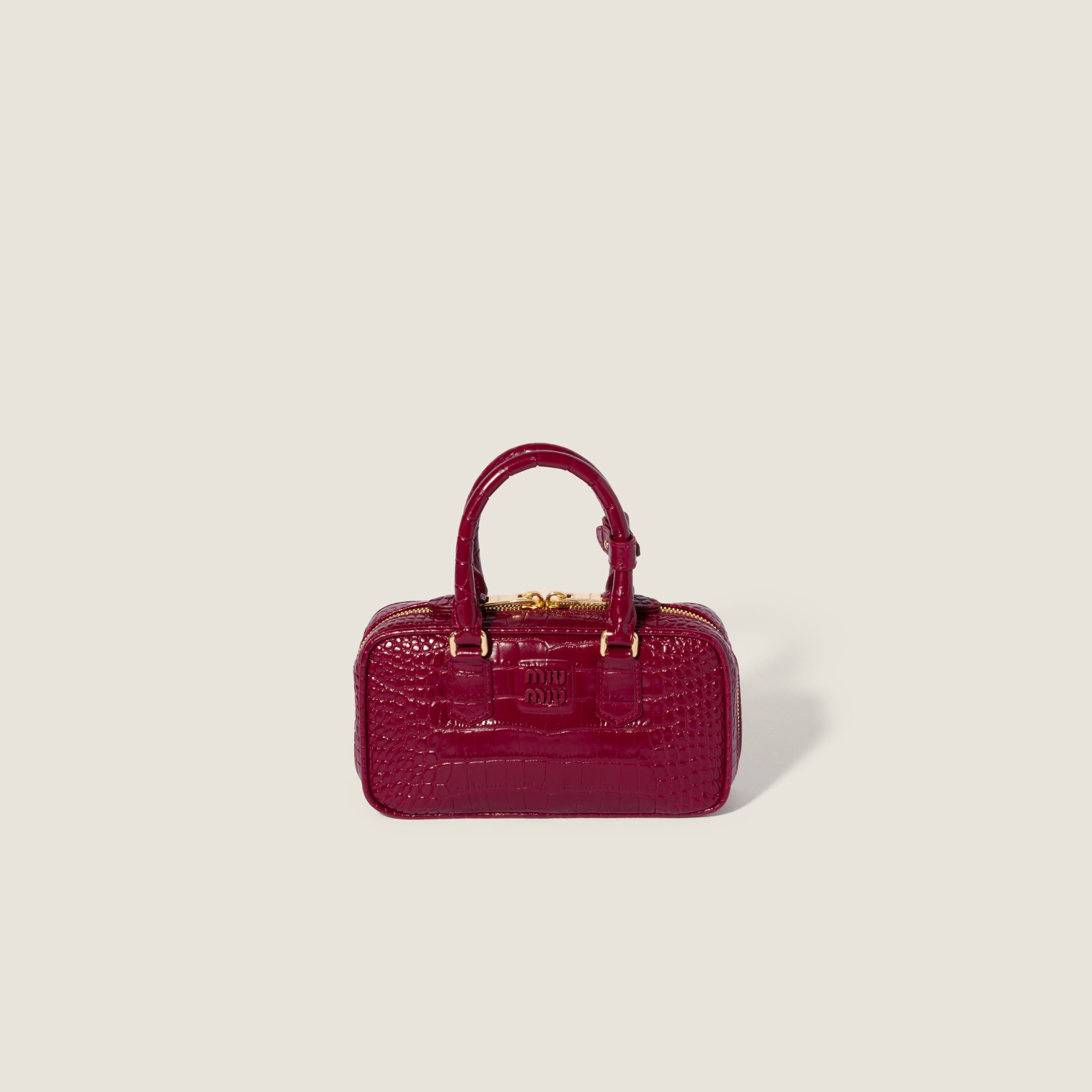 Mini Arcadie bag in Crocodile embossed leather by Miu Miu