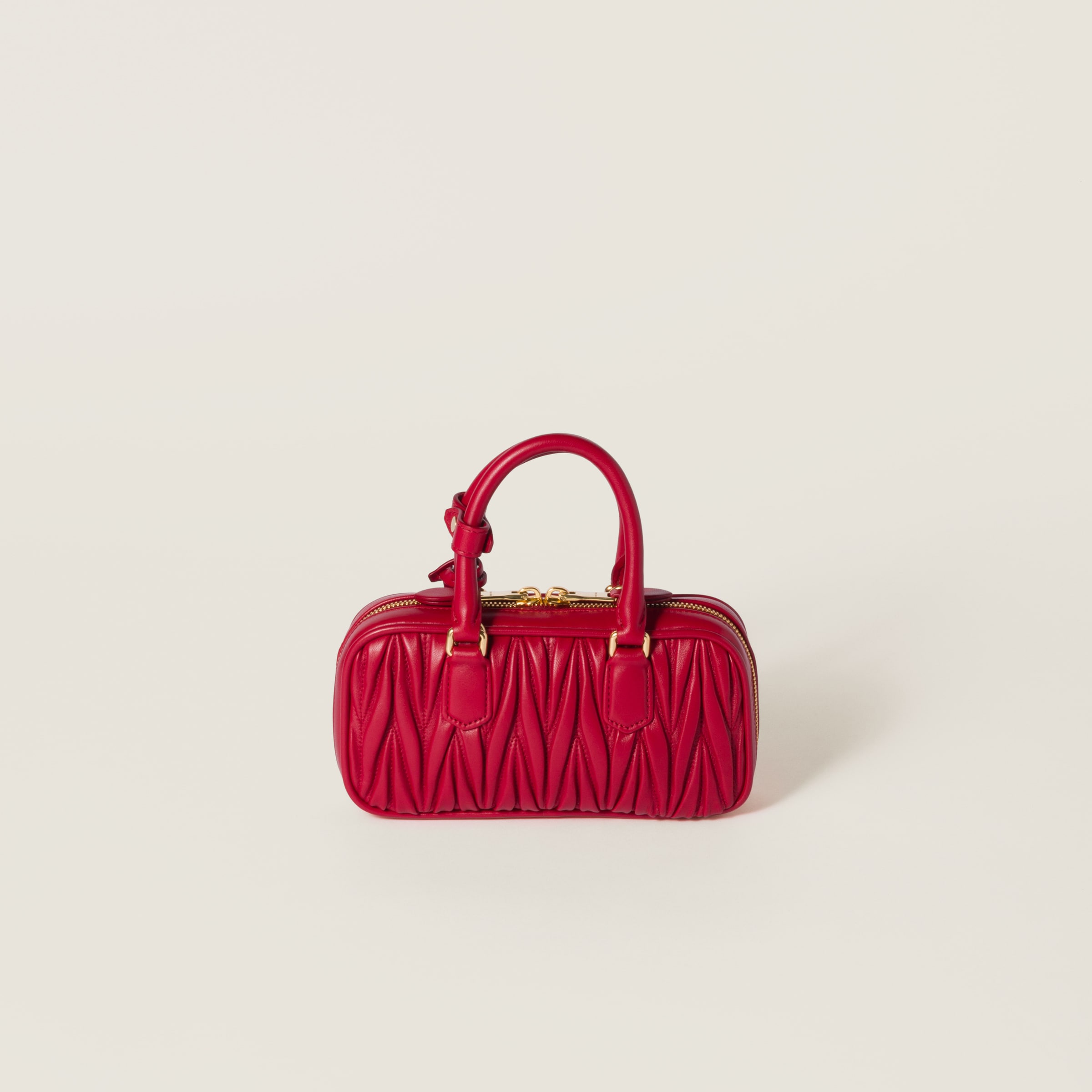 Miu Miu Arcadie Matelassé Nappa Leather Mini-bag In Red