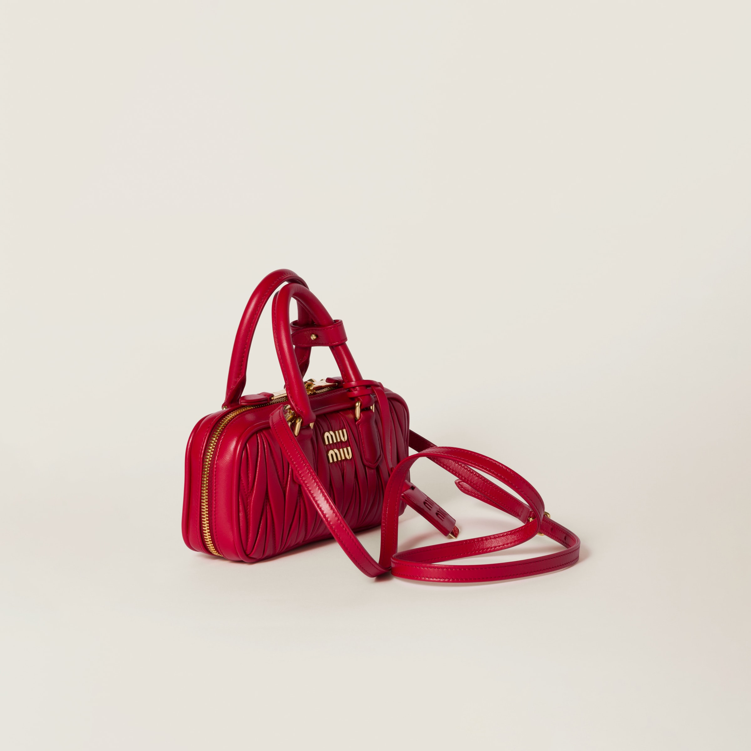 Miu Miu Arcadie Matelassé Nappa Leather Mini-bag In Red