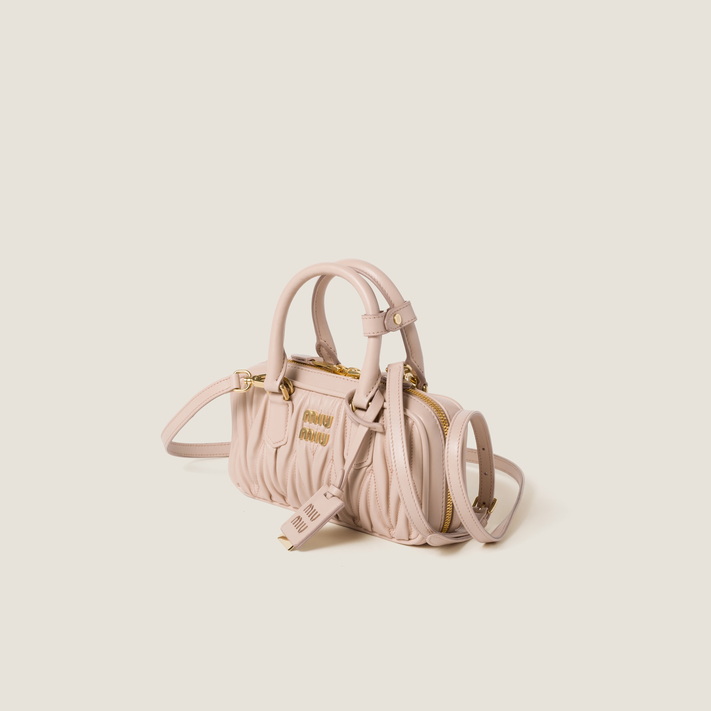ピンクベージュ アルカディ マテラッセレザー ミニバッグ | Miu Miu