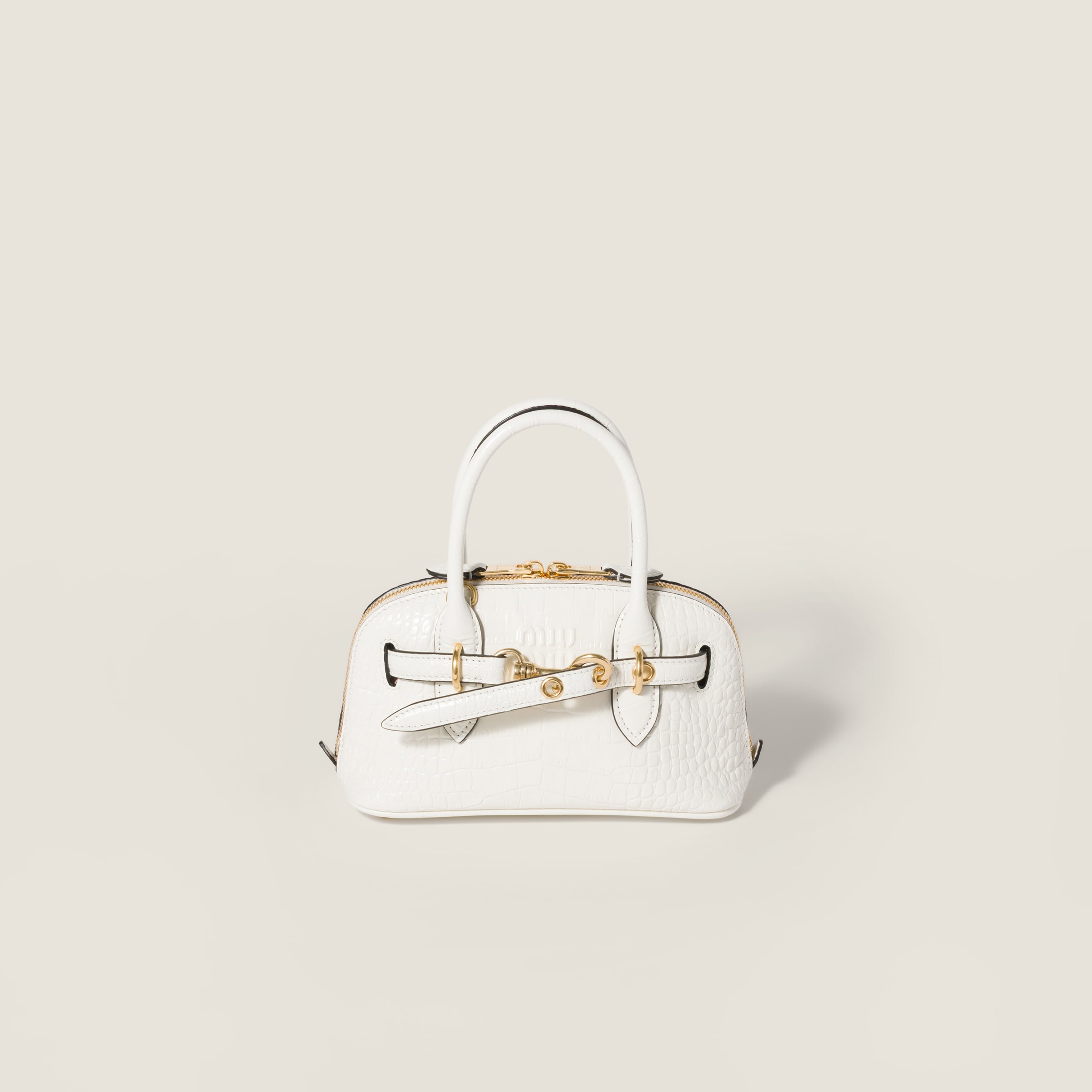 White Aventure Crocodile Embossed Calfskin Mini-bag | Miu Miu