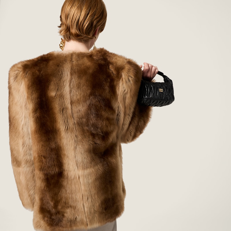 Matelassé nappa leather pouch