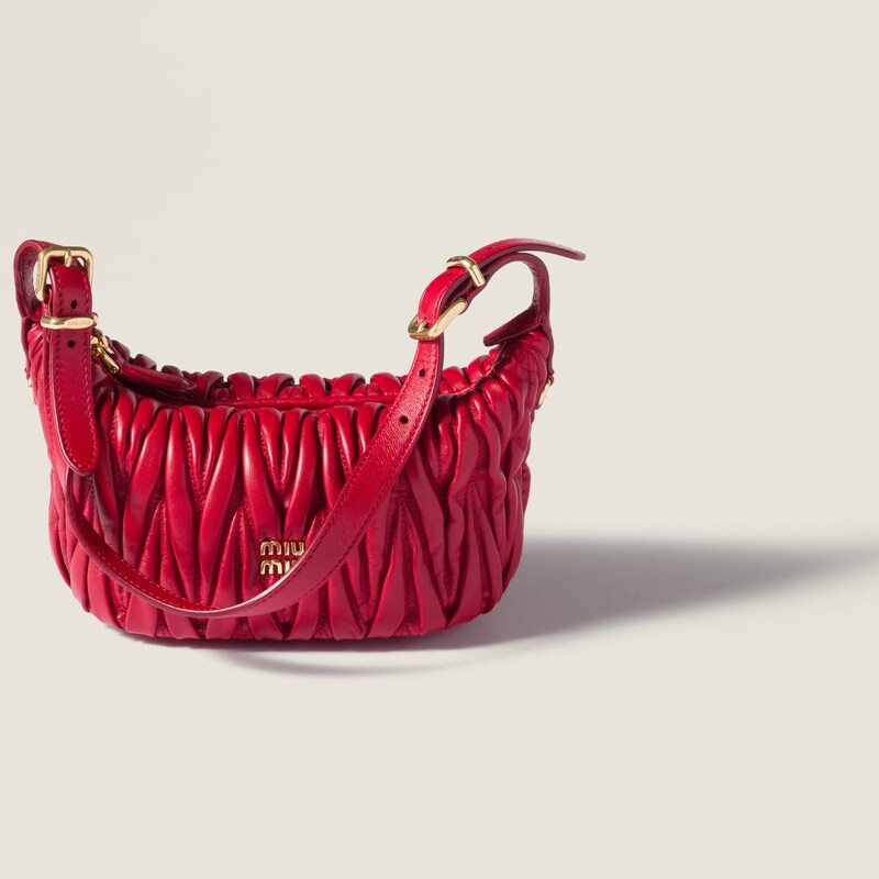 Matelassé nappa leather pouch