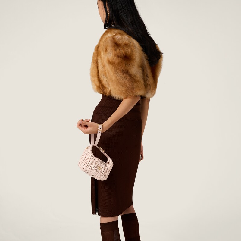 Matelassé nappa leather pouch