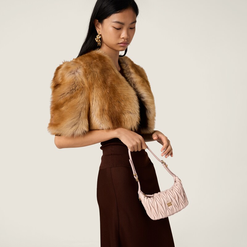 Matelassé nappa leather pouch