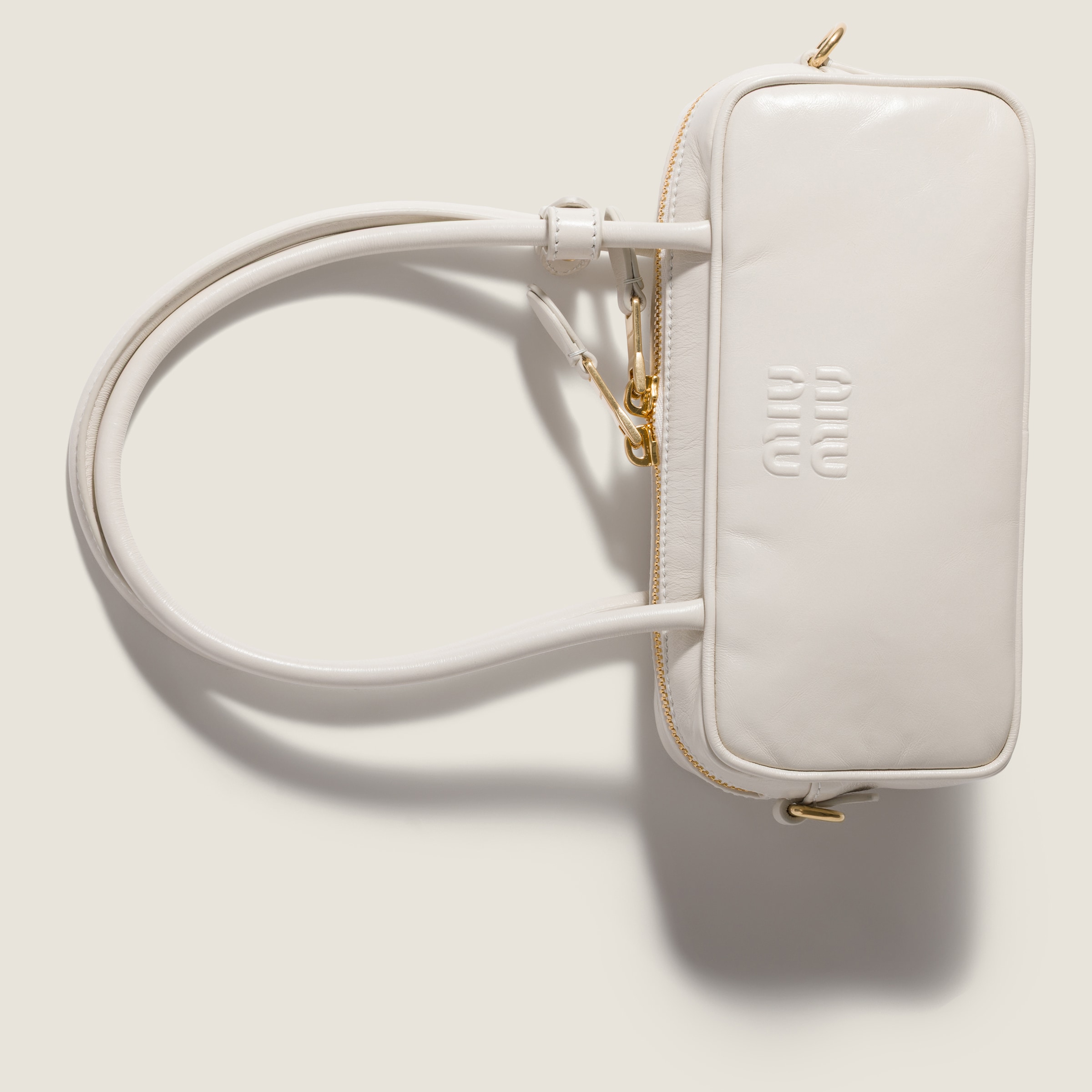 White Beau Shiny Leather Mini-bag | Miu Miu - Japan