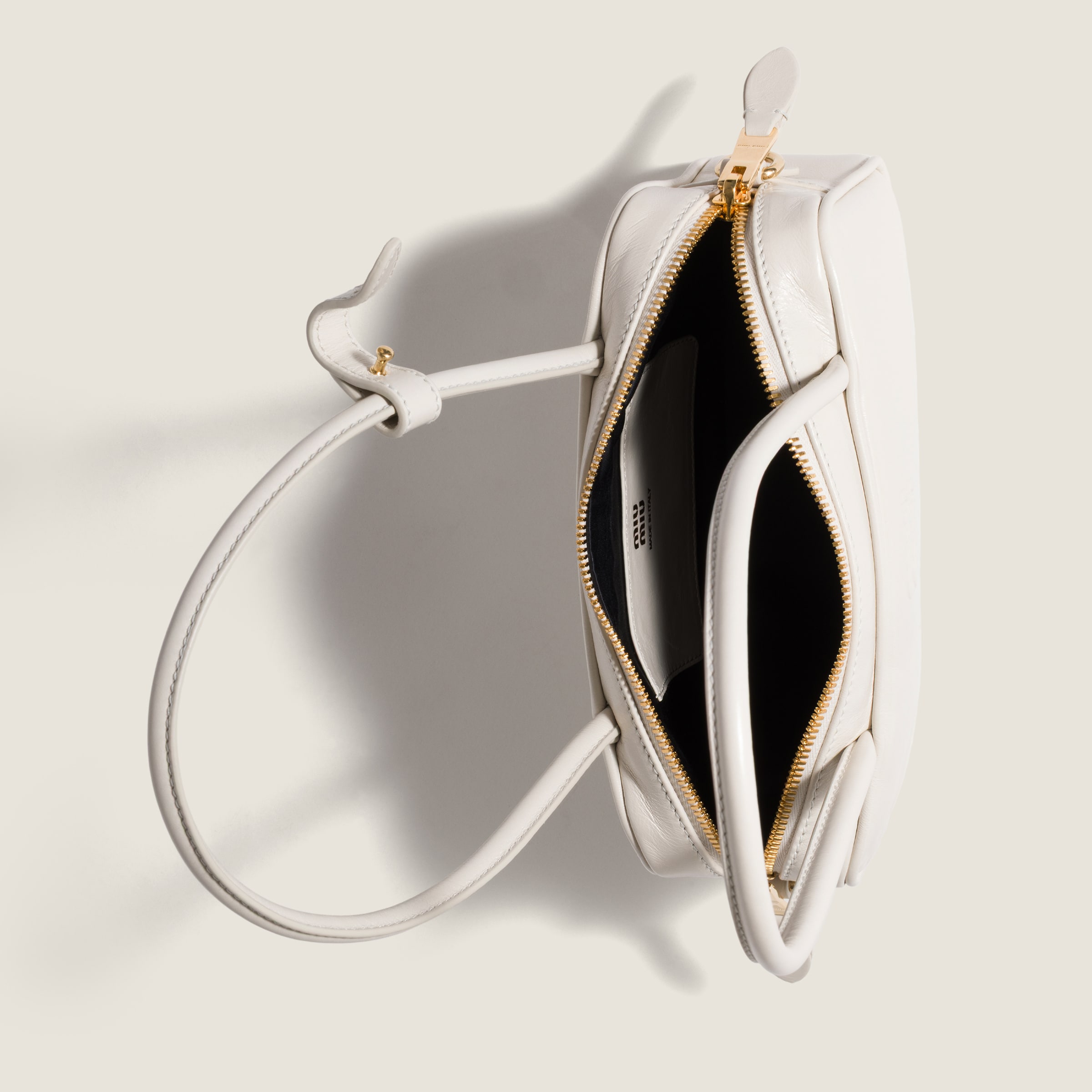 White Beau Shiny Leather Mini-bag | Miu Miu - Japan