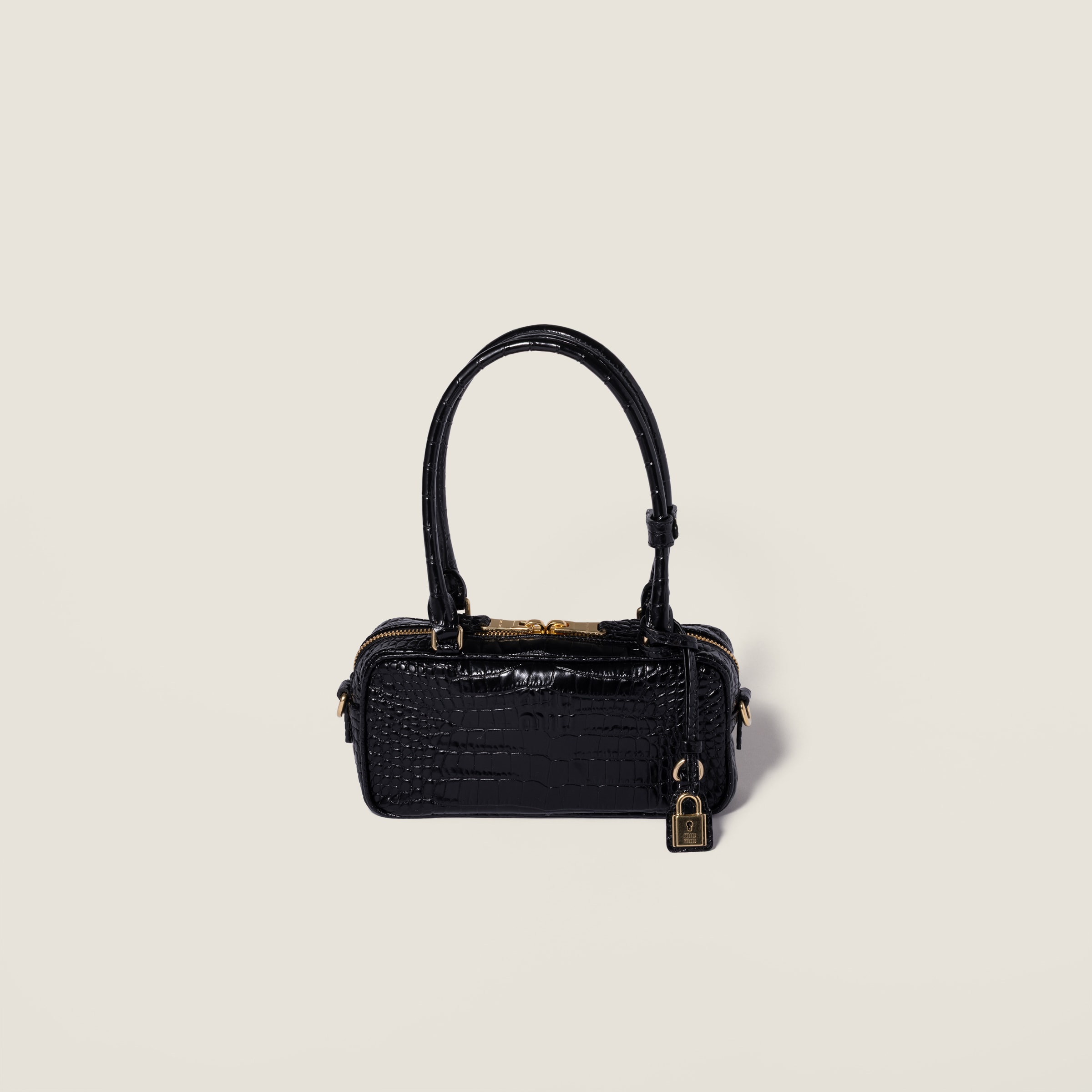 Black Beau croco-embossed leather mini-bag