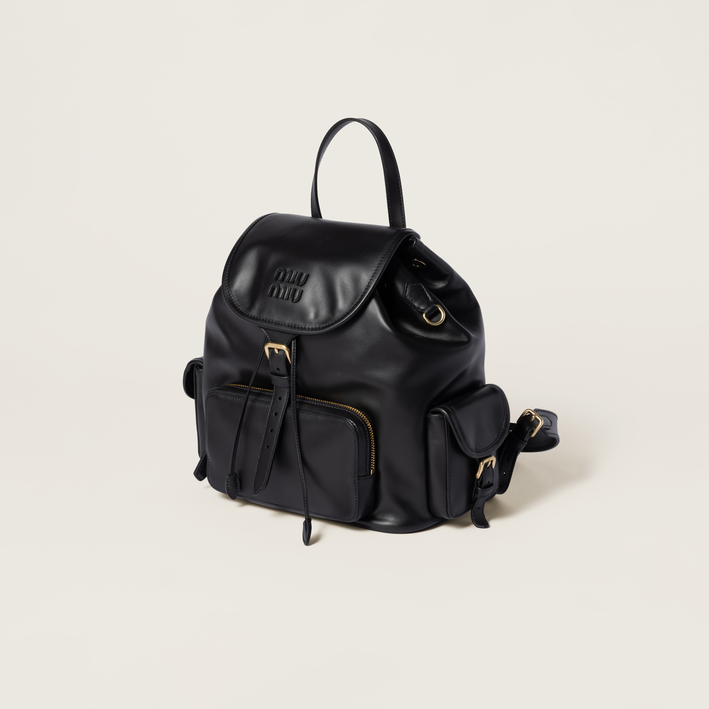 Black Leather Backpack | Miu Miu