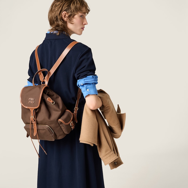 캔버스 및 가죽 백팩