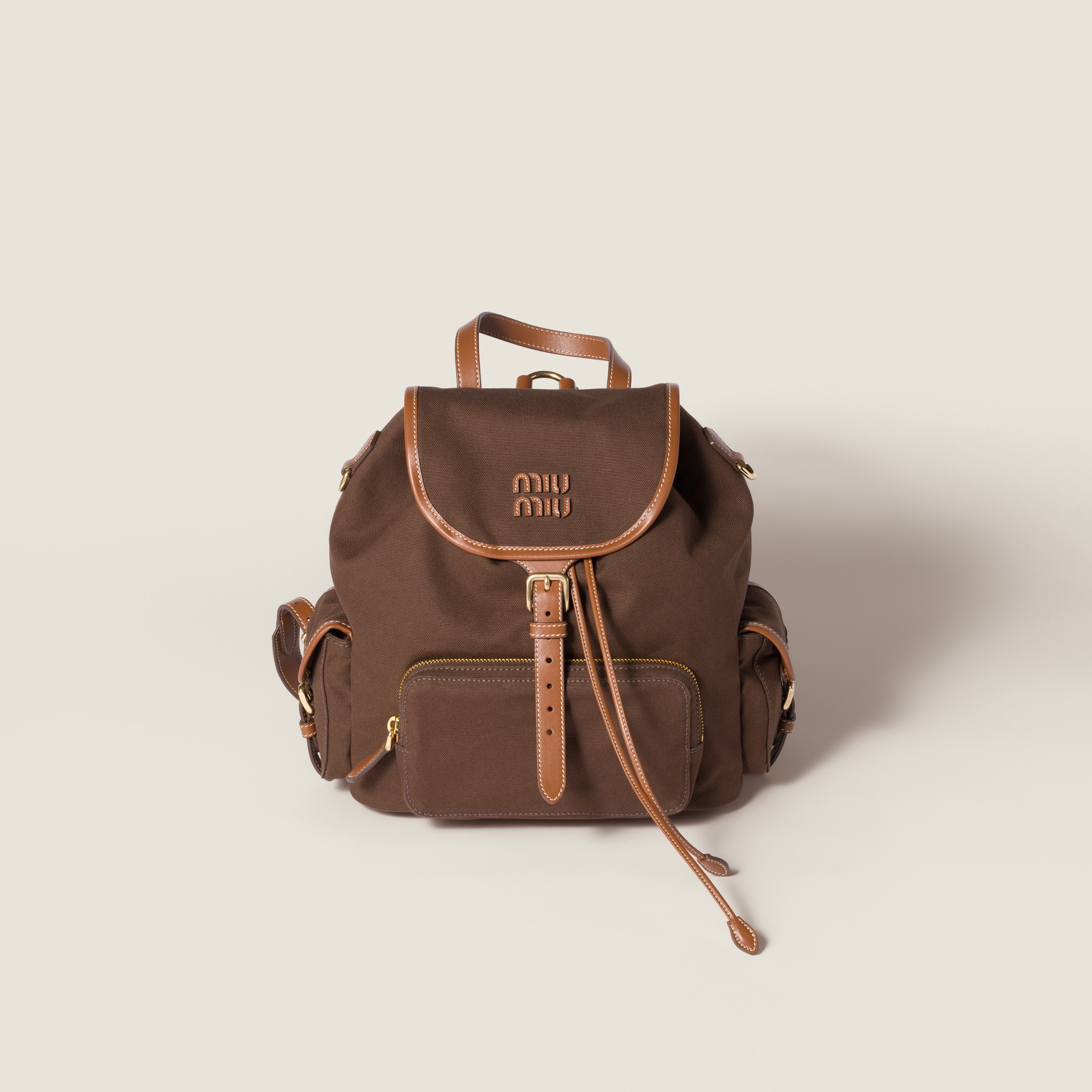 Miu Miu Canvas And Leather Backpack
