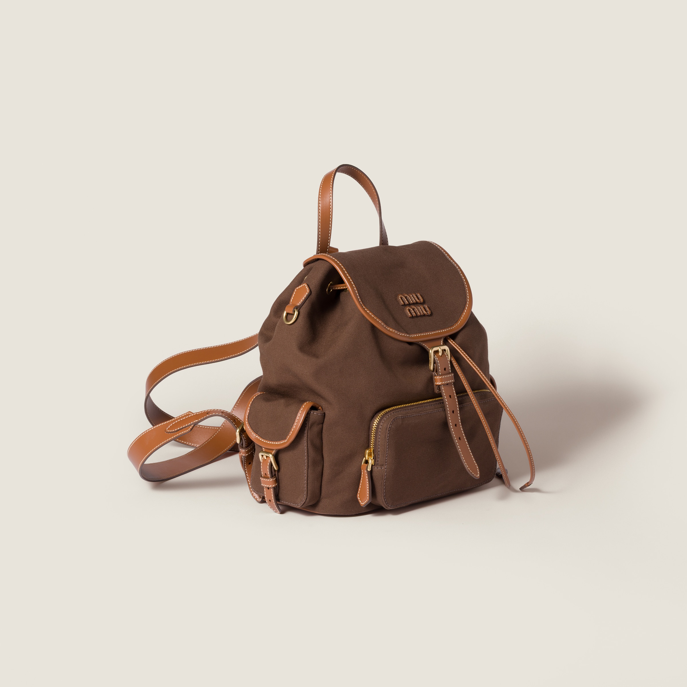 Miu Miu Canvas And Leather Backpack