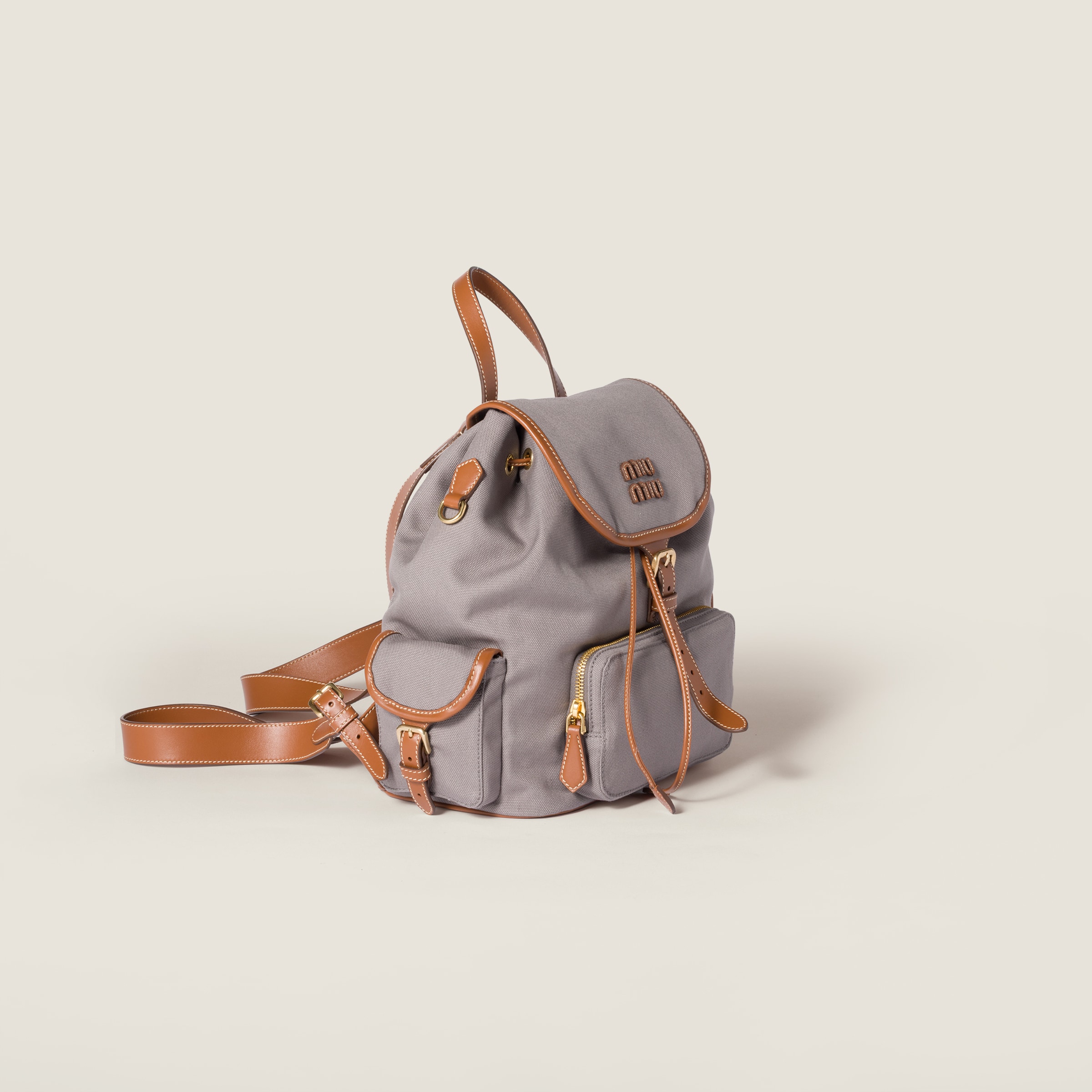 Miu Miu Canvas And Leather Backpack