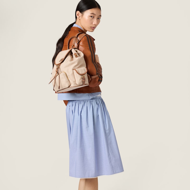 Canvas and leather backpack