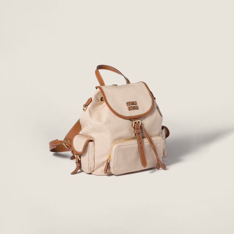 Canvas and leather backpack