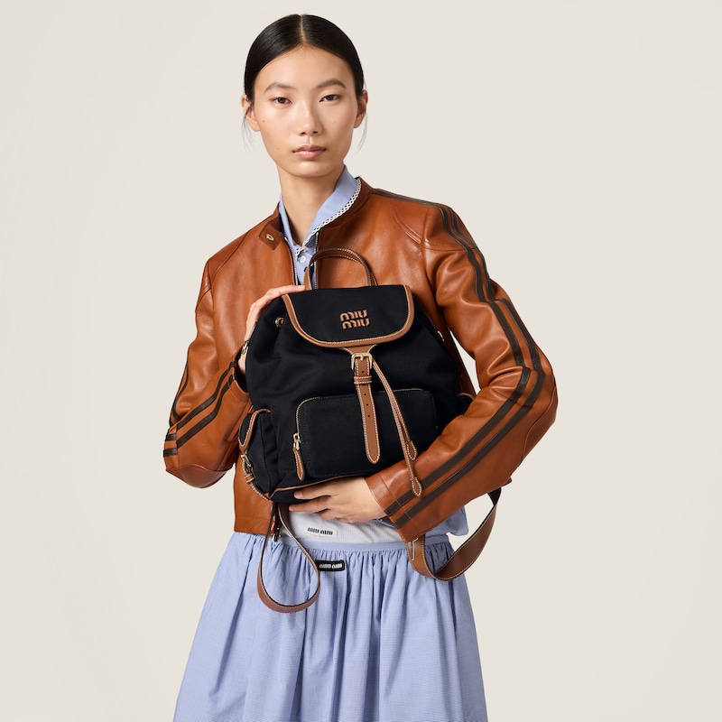 Canvas and leather backpack