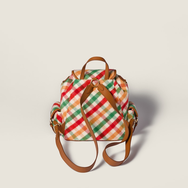Sac à dos en cuir et plaid