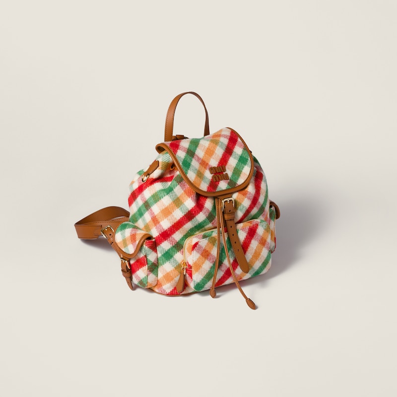 Sac à dos en cuir et plaid