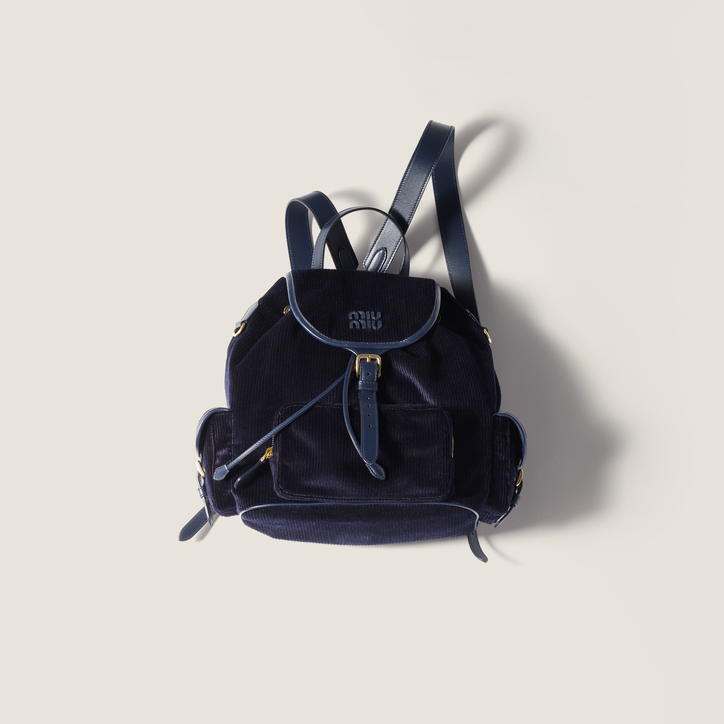 Navy Corduroy Backpack | Miu Miu