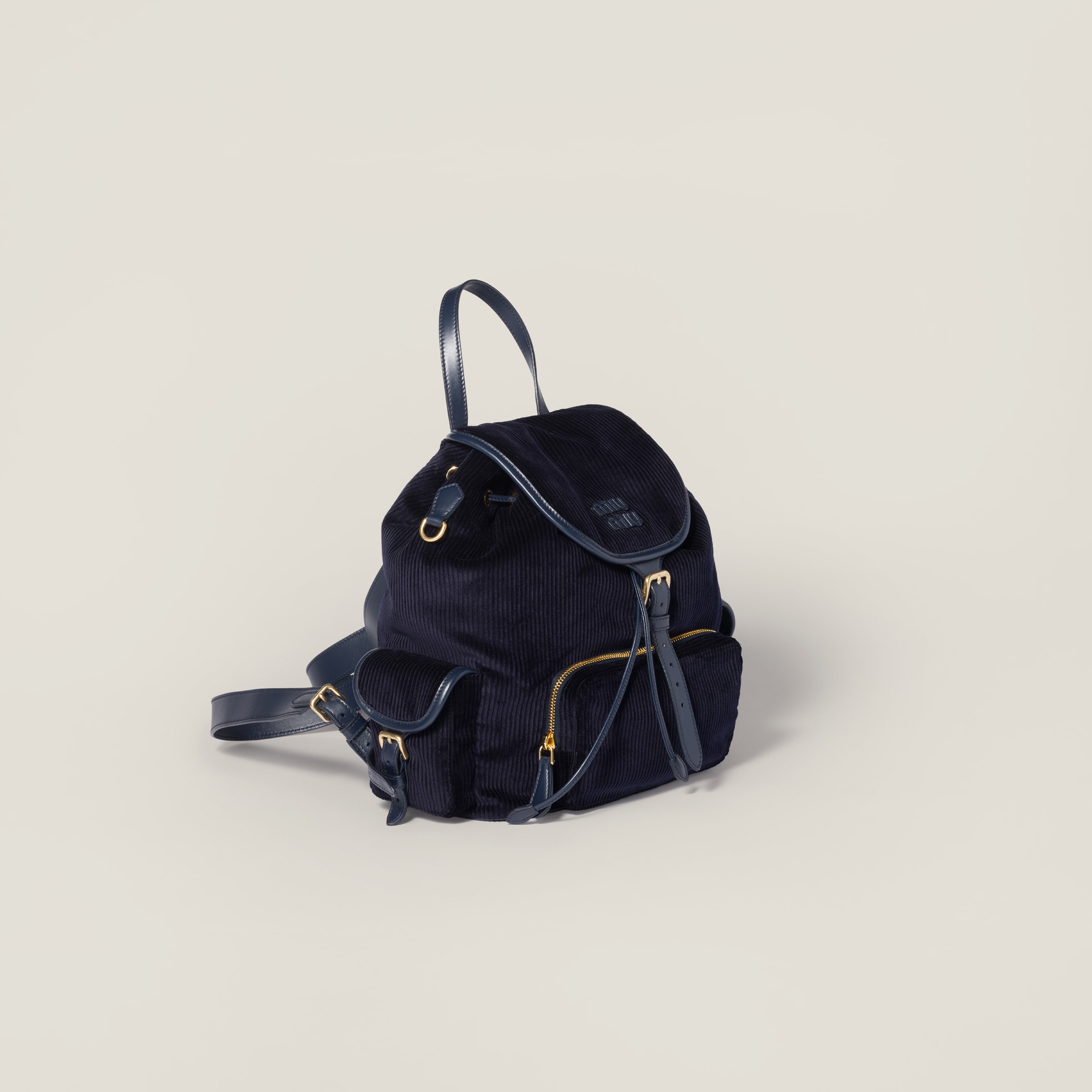 Miu Miu Corduroy Backpack In Blue