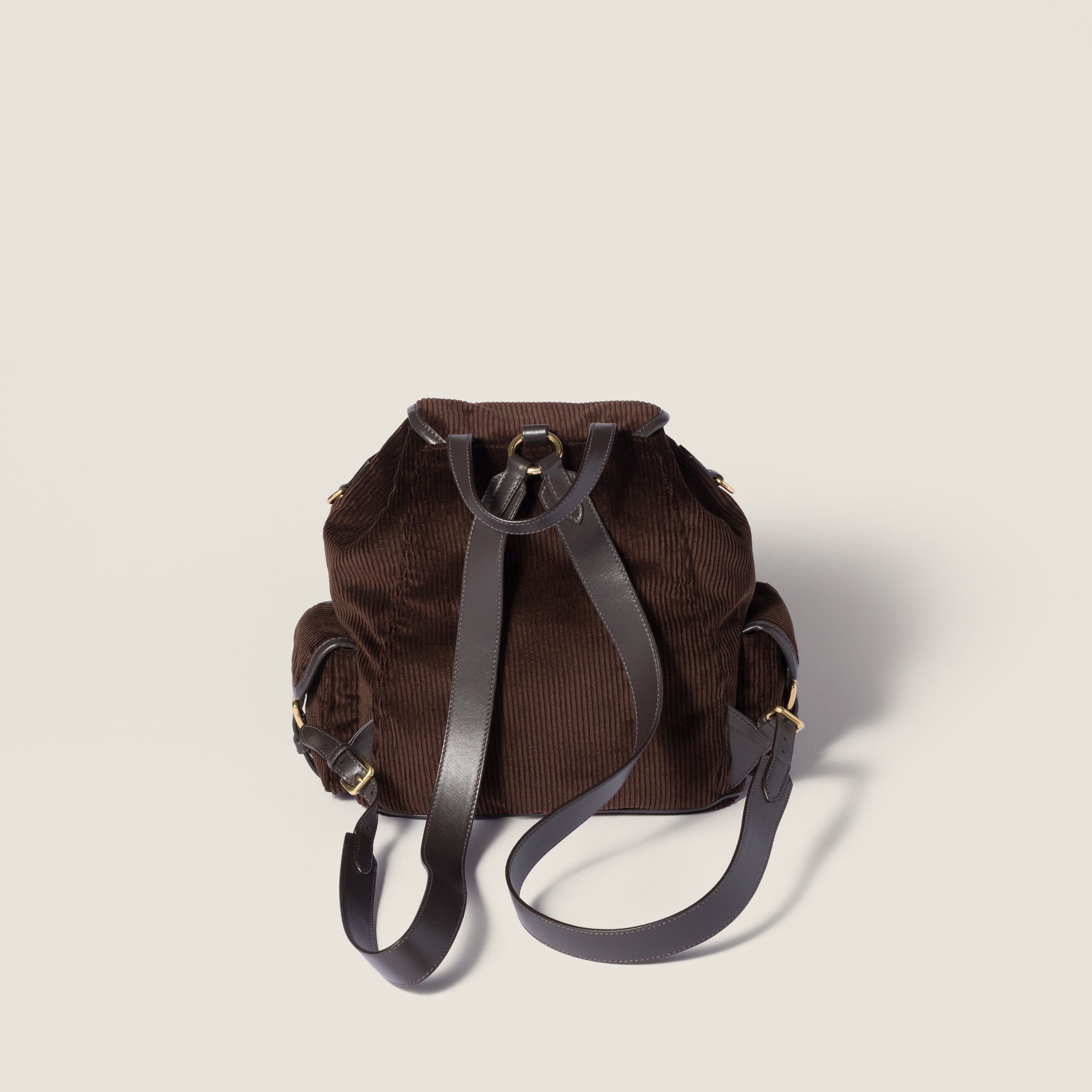Miu Miu Corduroy Backpack In Brown