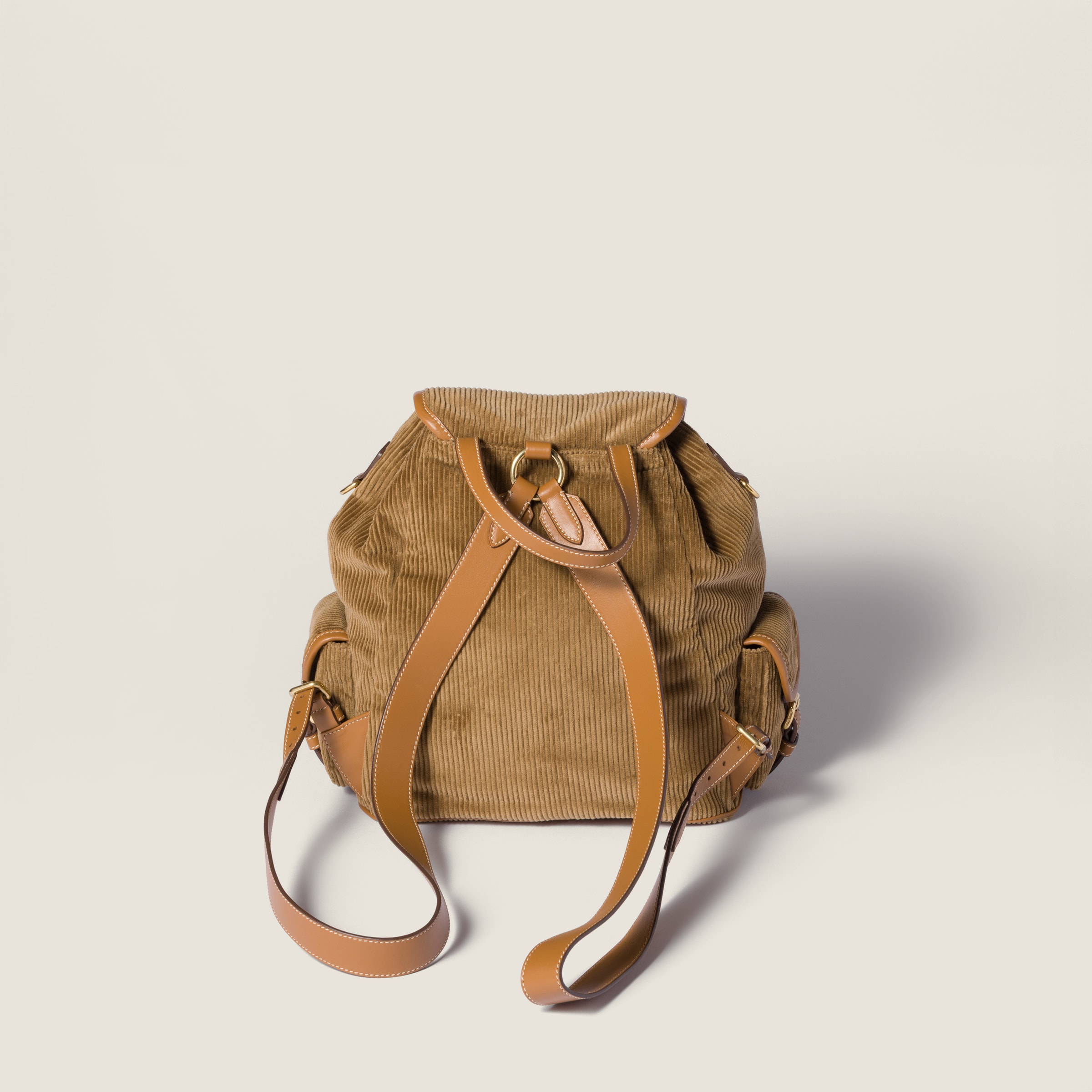 Miu Miu Corduroy Backpack In Brown
