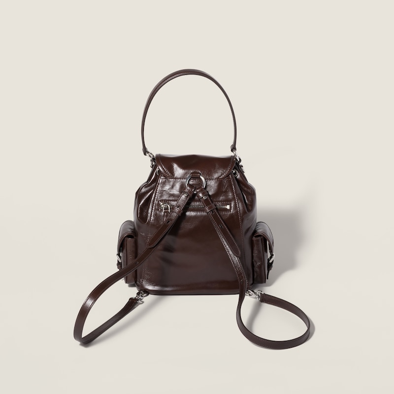 Shiny leather backpack