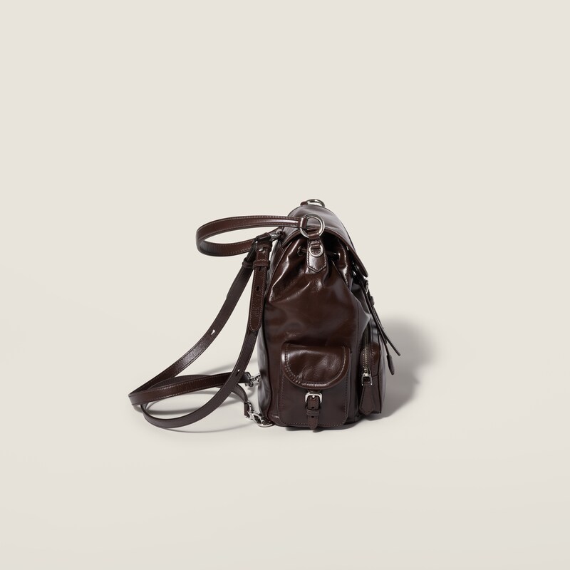 Shiny leather backpack