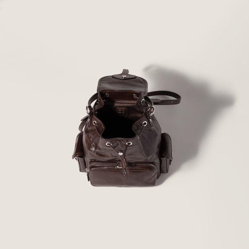 Shiny leather backpack